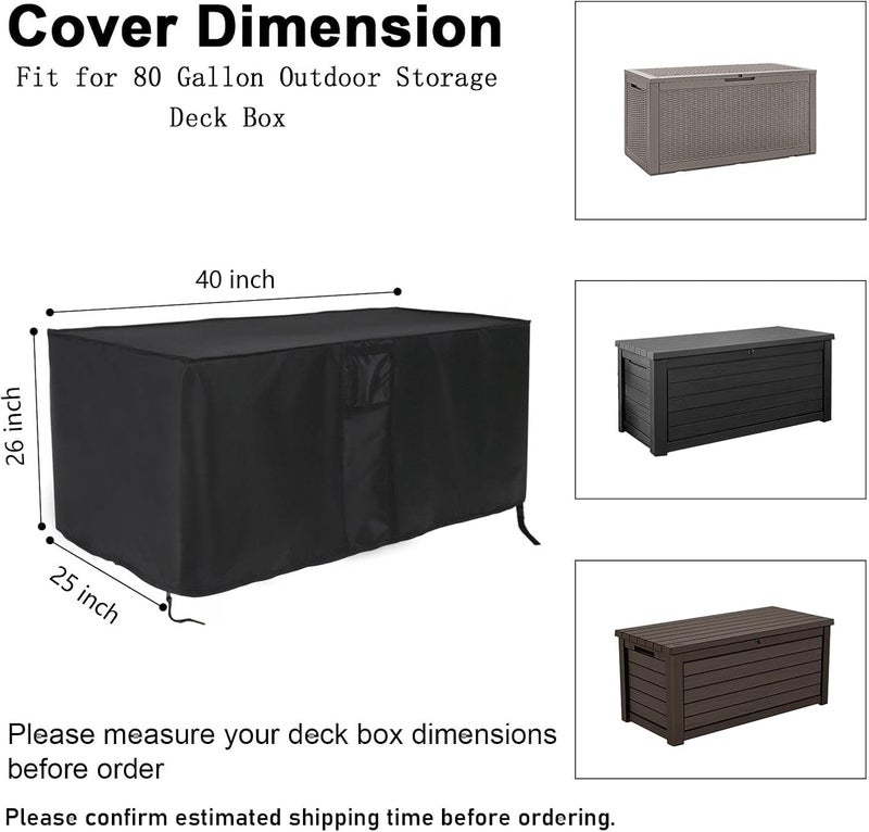 Jungda Outdoor Deck Storage Box Cover for 80 Gallon Deck Boxes,Waterproof Patio Storage Box Cover - 40 X 25 X 26 Inch - Image 2